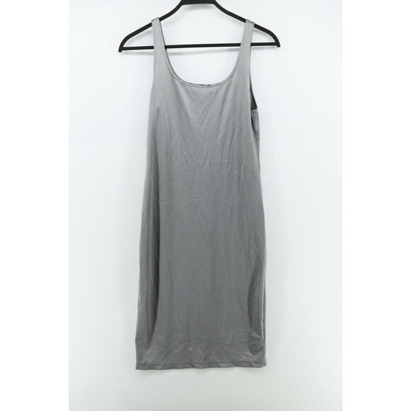 Zara Trafaluc Bodycon Tank Dress M Midi Back Slit Fitted Stretch Scoop Neck - Picture 1 of 5